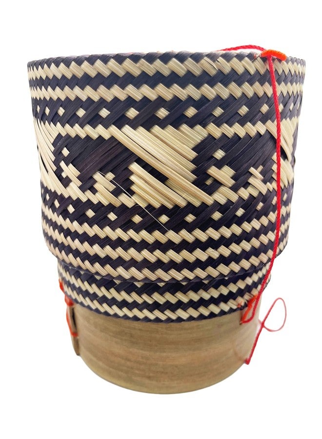 CraftCurl Bamboo Rice Steamer serving Basket kratip Container Handmade Kitchen Decor Design with stand- Handwoven use for steam Sticky Rice in Thai Thailand Laos (4.5 Inches) - Image 1